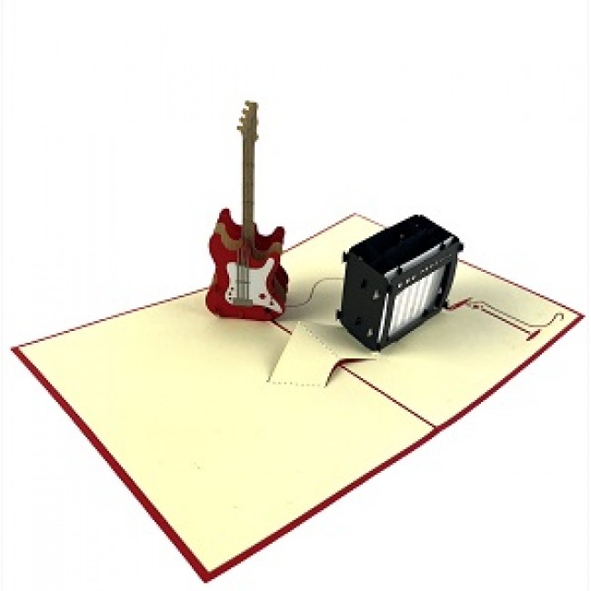 Handmade 3d Pop Up Card Electric Guitar Birthday Father's Day Music Live Band Concert Invitation Wedding Anniversary Valentine's Day